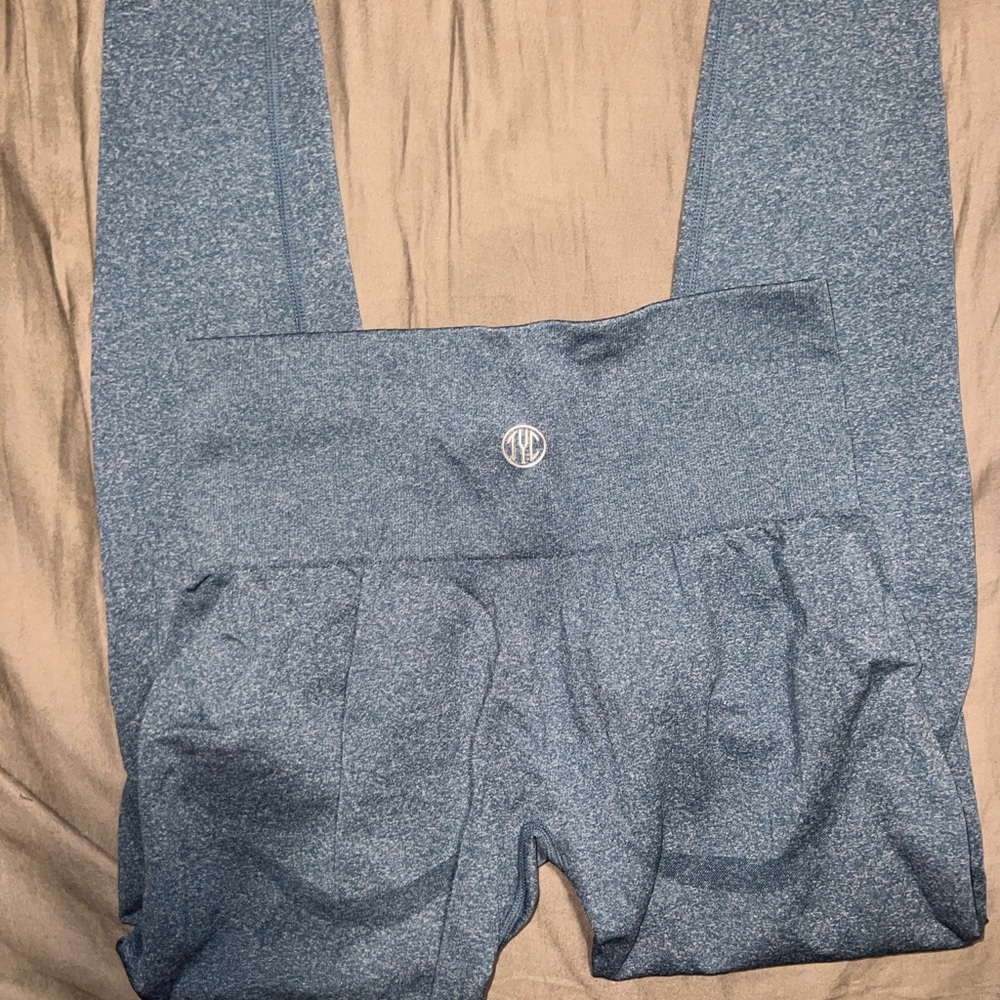 Til You Collapse Blue Leggings with Stretch Fabric